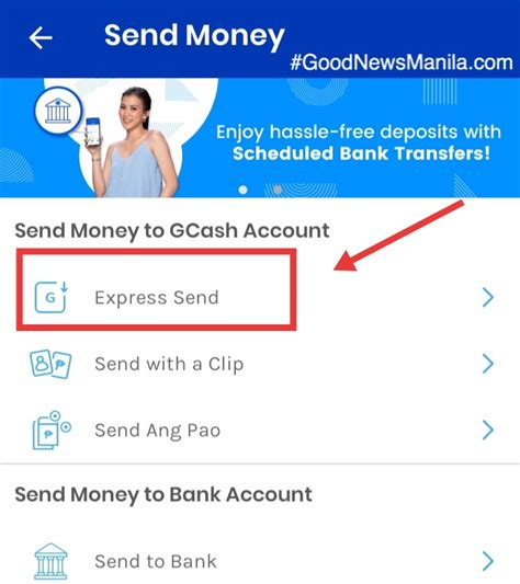 Send money via Express Send .